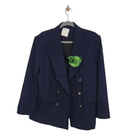 Sandro Double Breasted Blazer in Navy Blue‎ - Size 42 - Picture 1 of 11